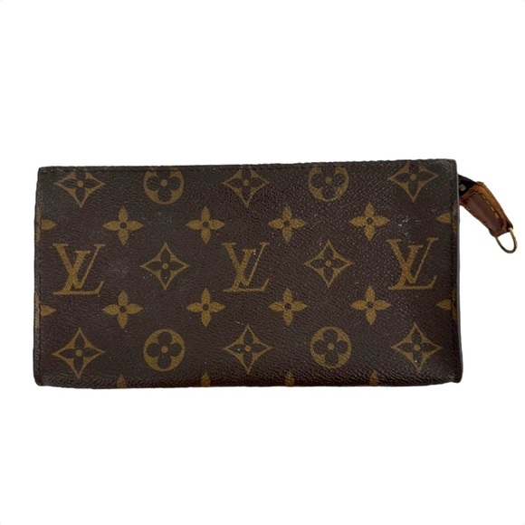 Authentic Louis Vuitton Brown Monogram Leather Toiletry Cosmetic Pouch Bag Case - Picture 3 of 13